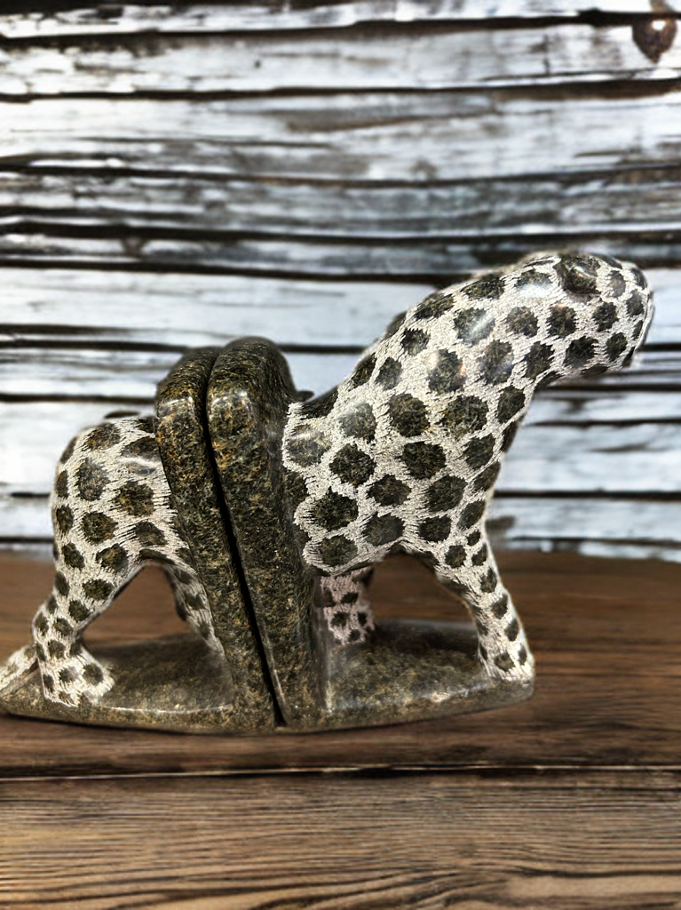 African Stone Crafted Leopard Book Holder