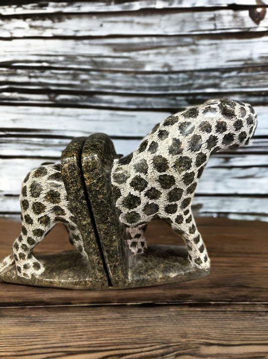 African Stone Crafted Leopard Book Holder