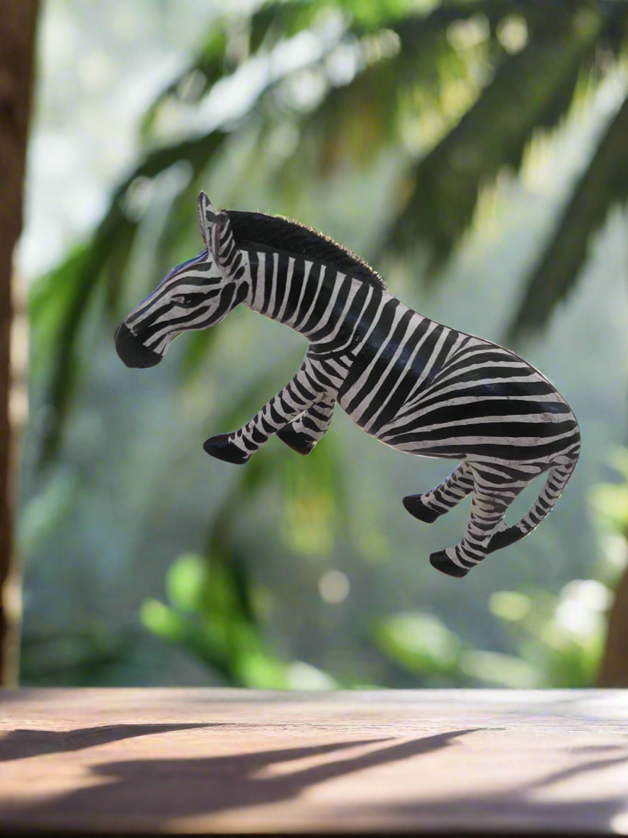 African Wood Crafted Zebra