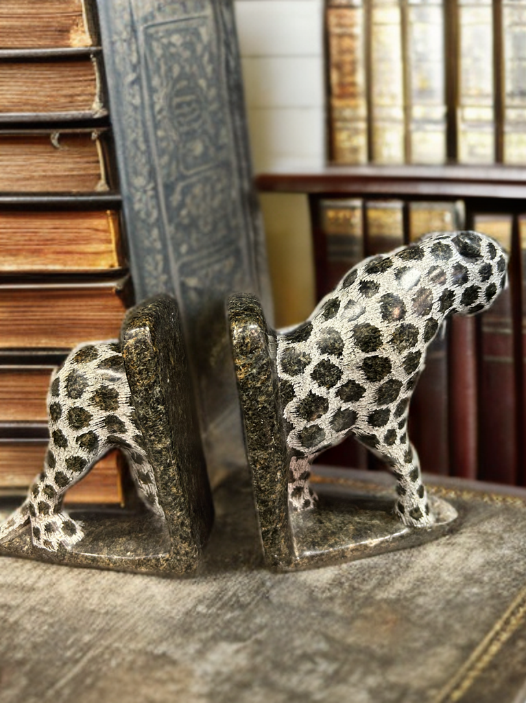 African Stone Crafted Leopard Book Holder