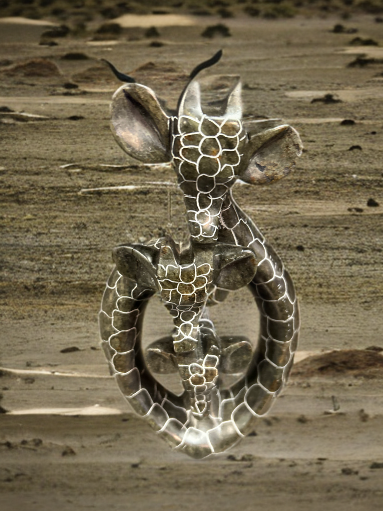 African Stone Crafted Giraffe Family