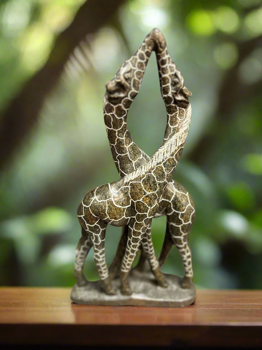 African Stone Crafted Giraffe Mates