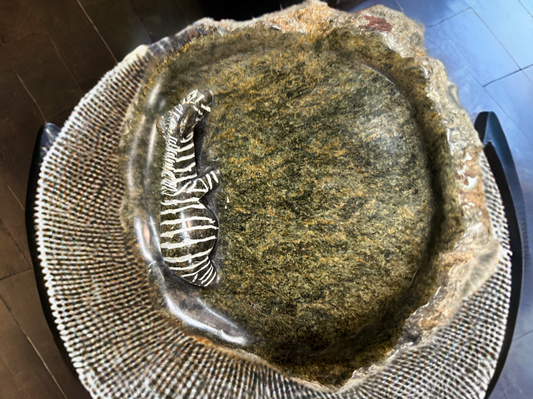 African Stone Crafted Zebra Ashtray