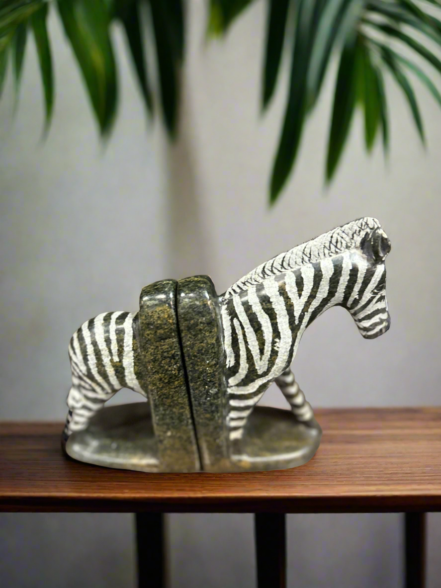 African Stone Crafted Zebra Book Holder