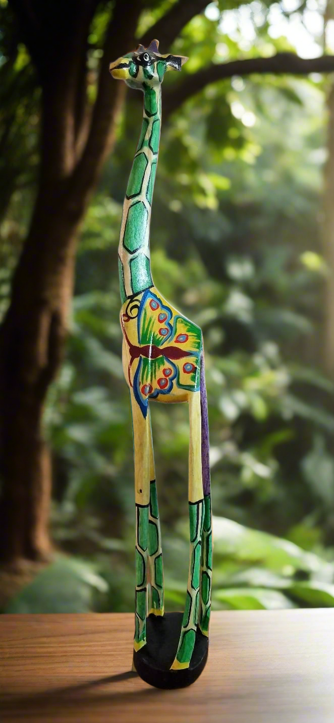 African Wood Crafted Giraffe