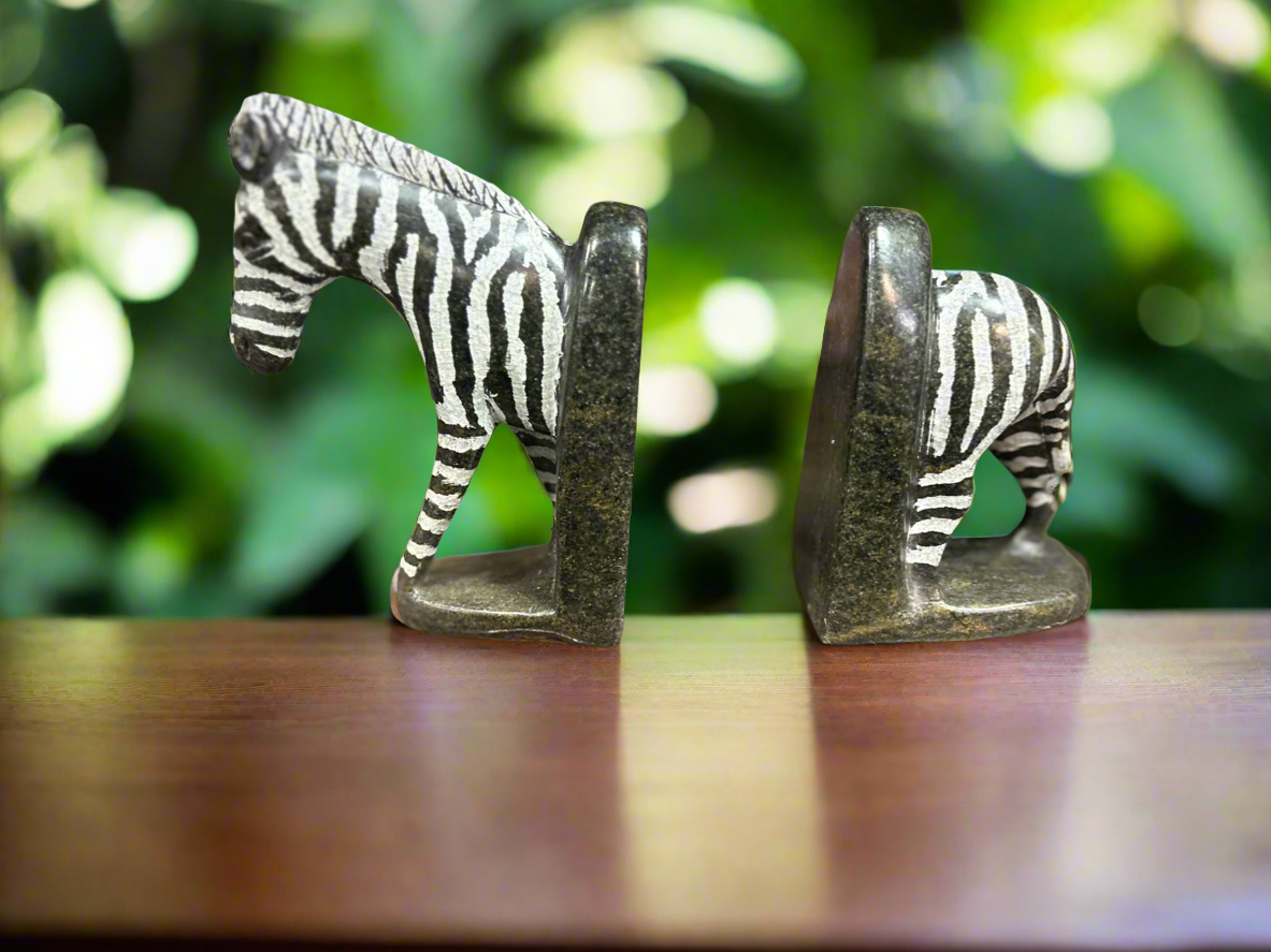 African Stone Crafted Zebra Book Holder