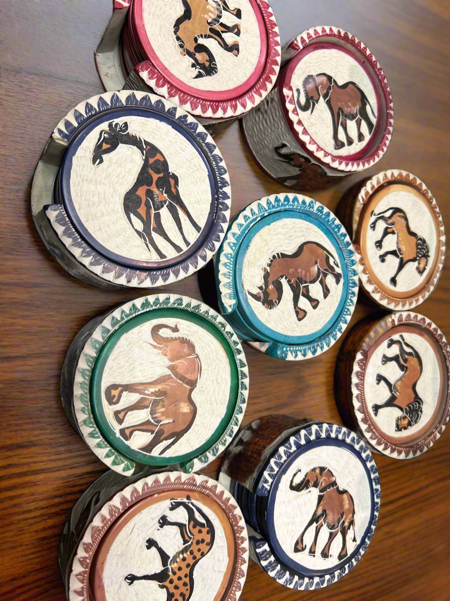 African Stone Crafted 6 PC Coaster Set