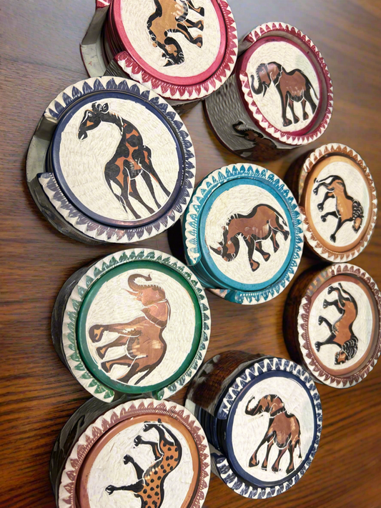 African Stone Crafted 6 PC Coaster Set