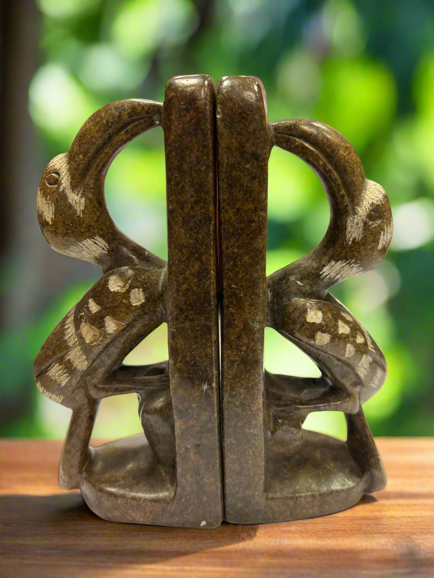 African Stone Crafted Bird Book Holder