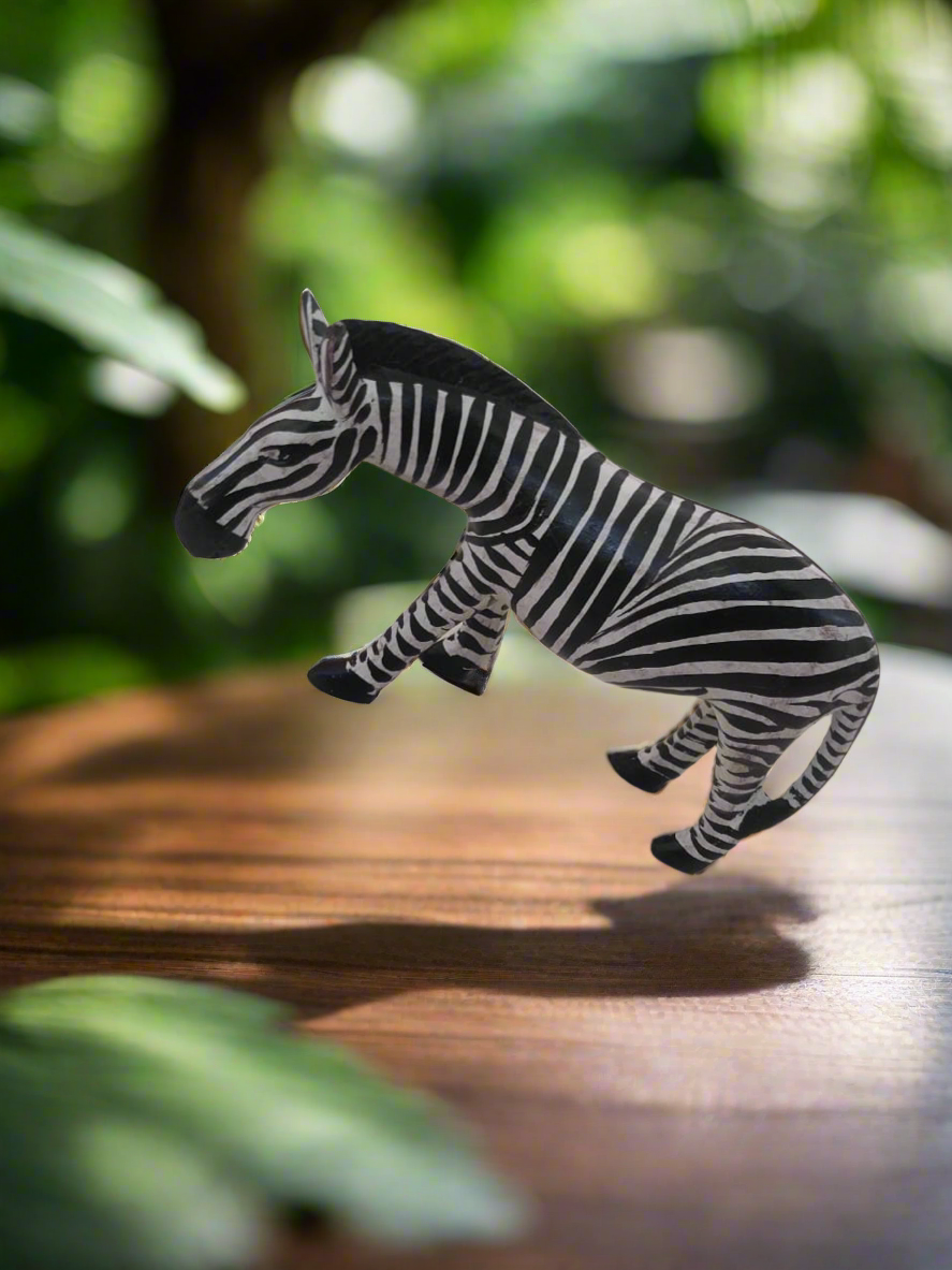 African Wood Crafted Zebra