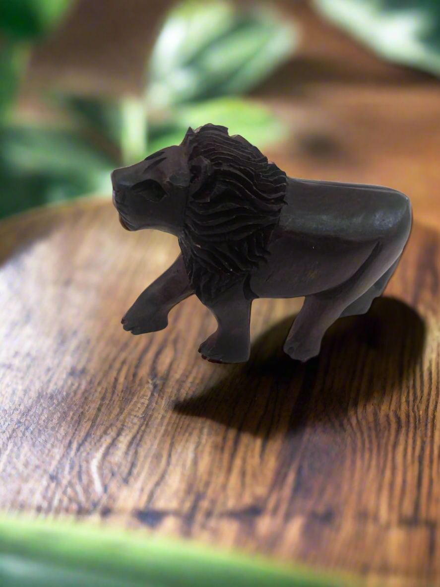 African Wood Crafted Lion