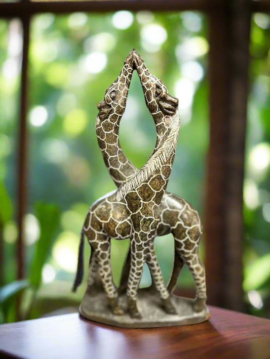 African Stone Crafted Giraffe Mates