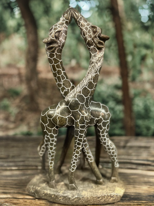 African Stone Crafted Giraffe Mates