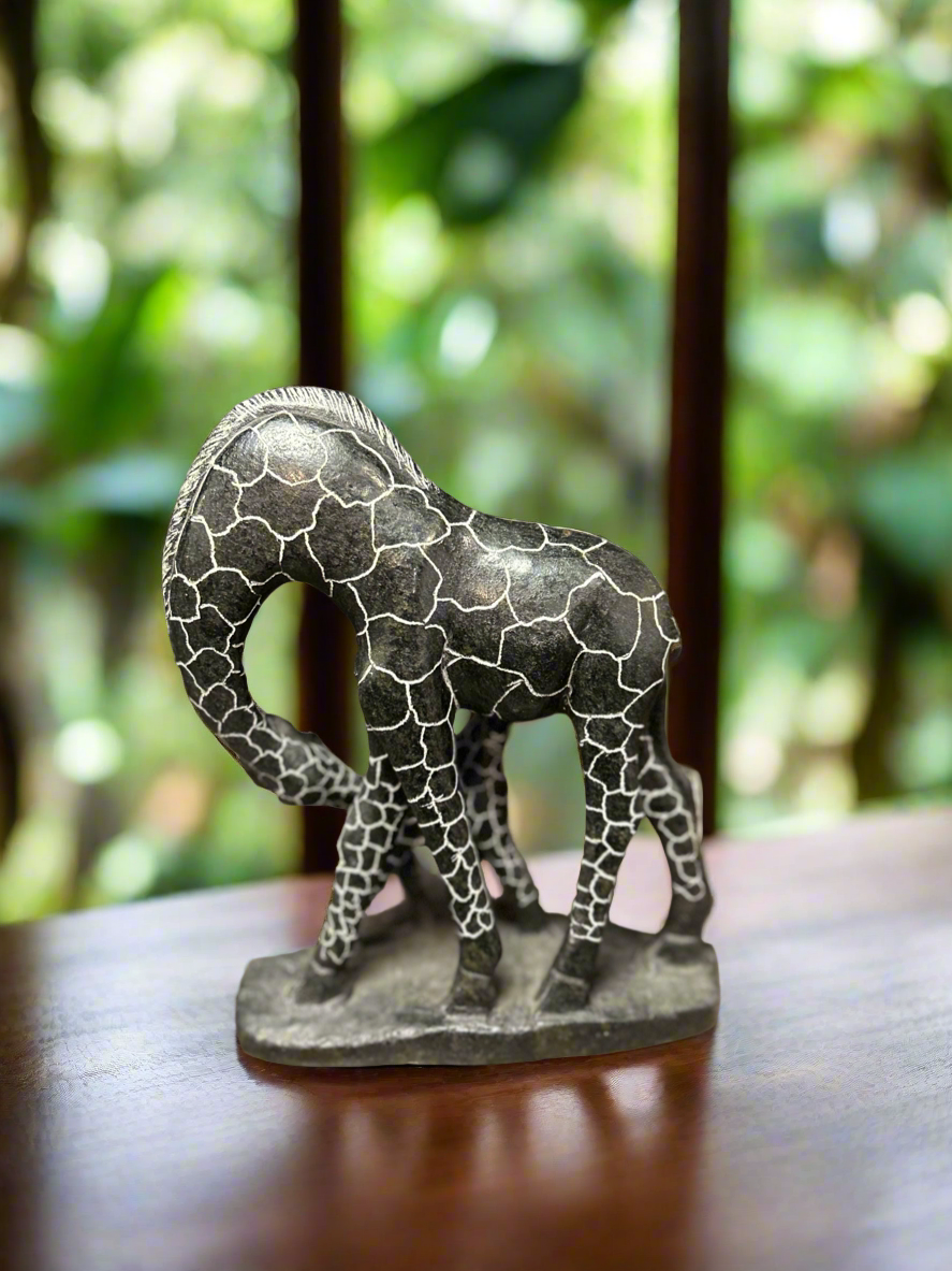 African Stone Crafted Giraffe & her Calf