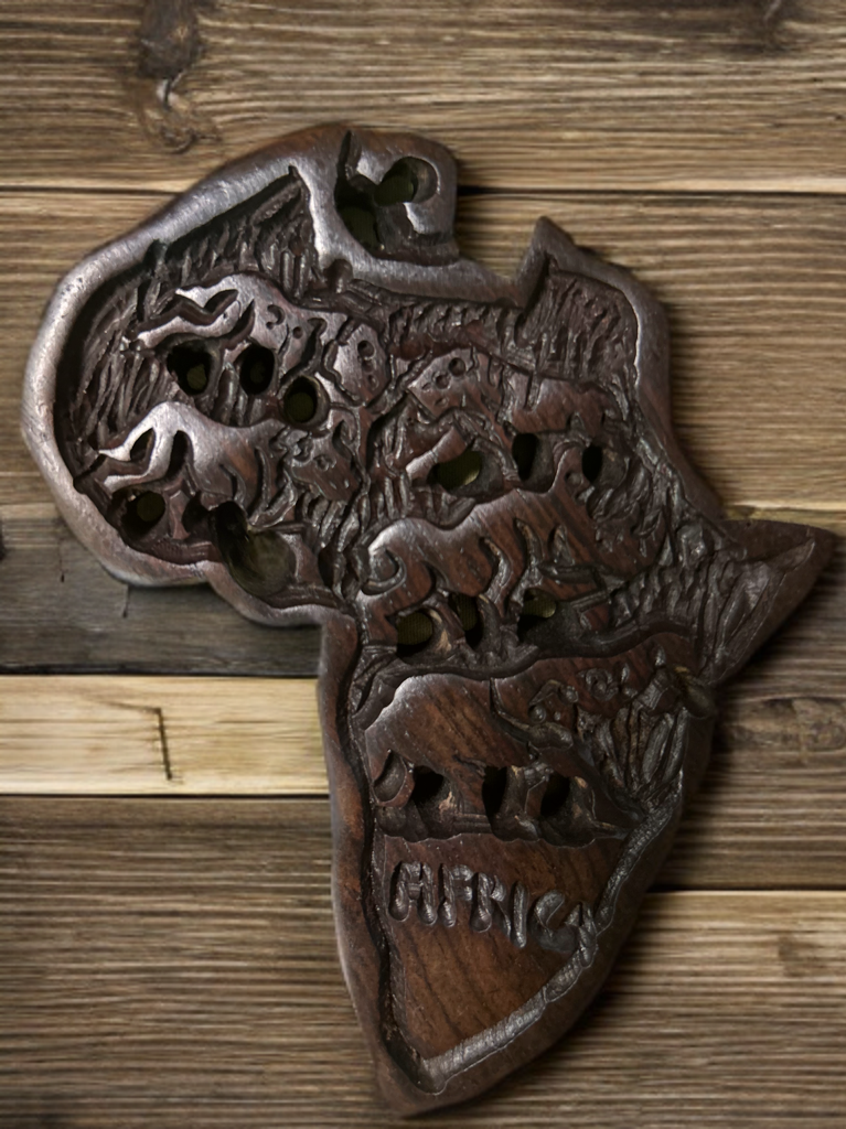 Africa Wooden Animal Engraved Map